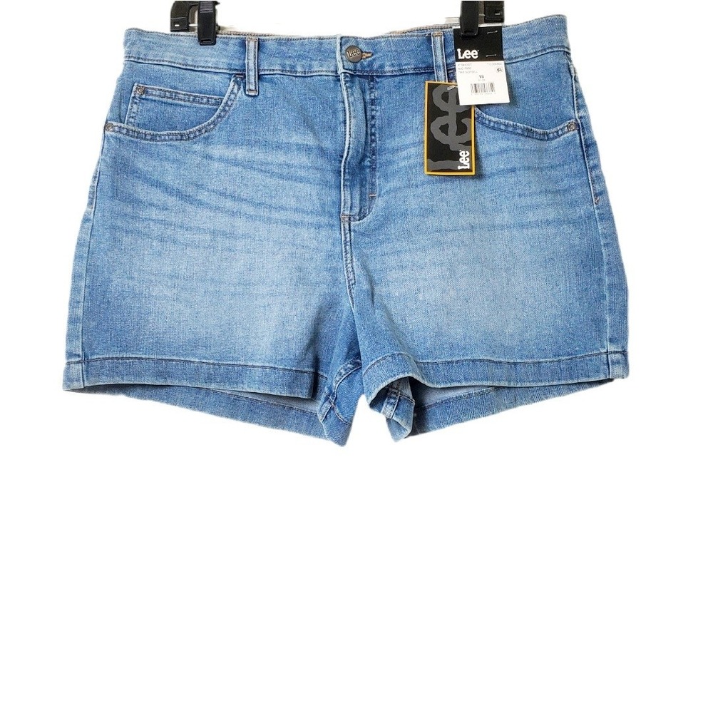 Lee Women's Mid Rise Denim Shorts Light Wash Jorts 4in Inseam Size 18 NWT New